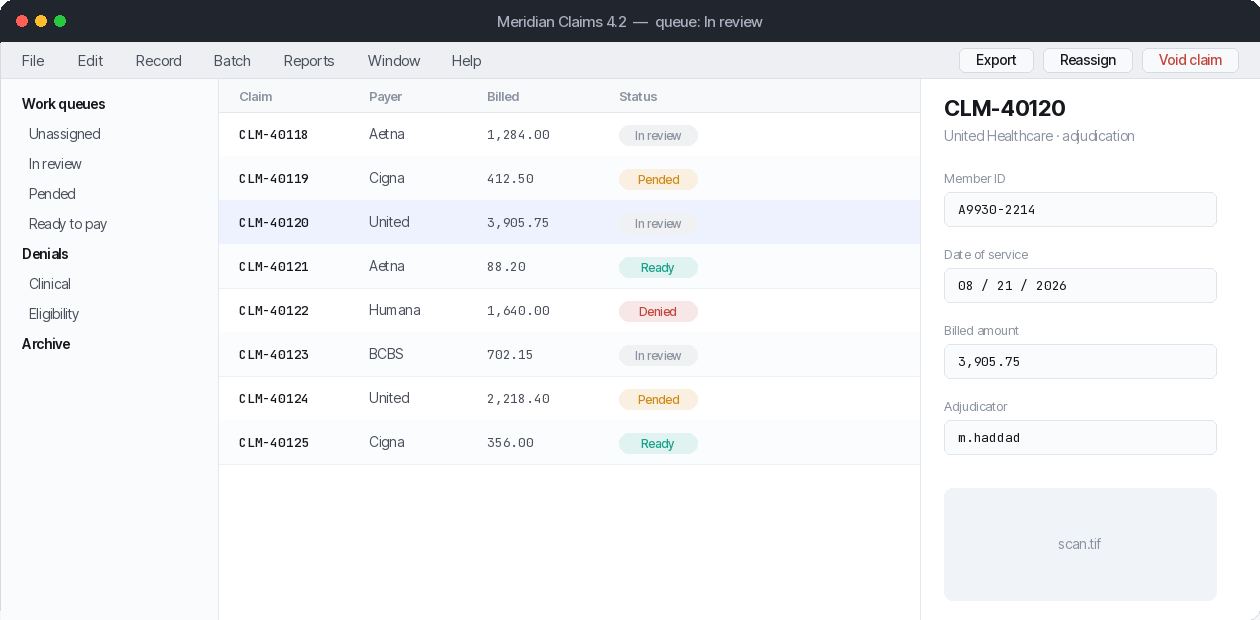 A legacy claims application with no accessibility tree and no API